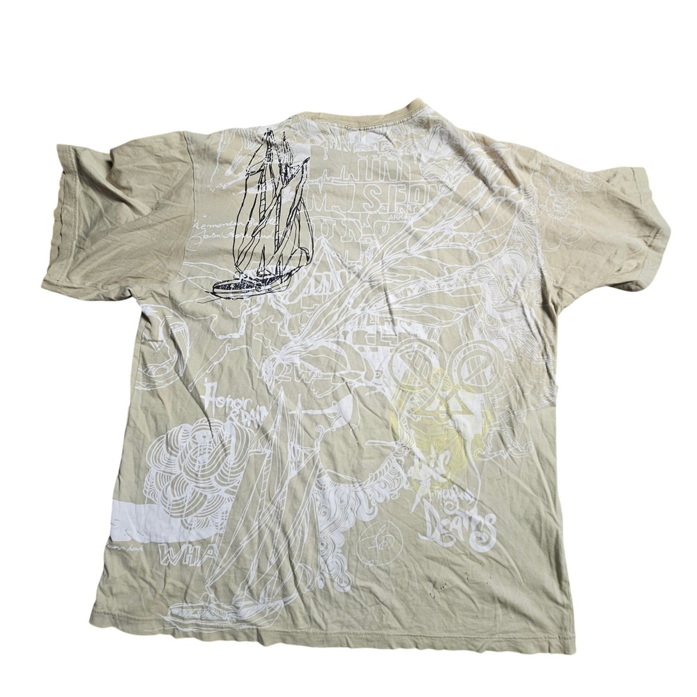 Artful Dodger Mens Bird Ship All Over Print Graphic T-Shirt  3XL‎ Streetwear AOP